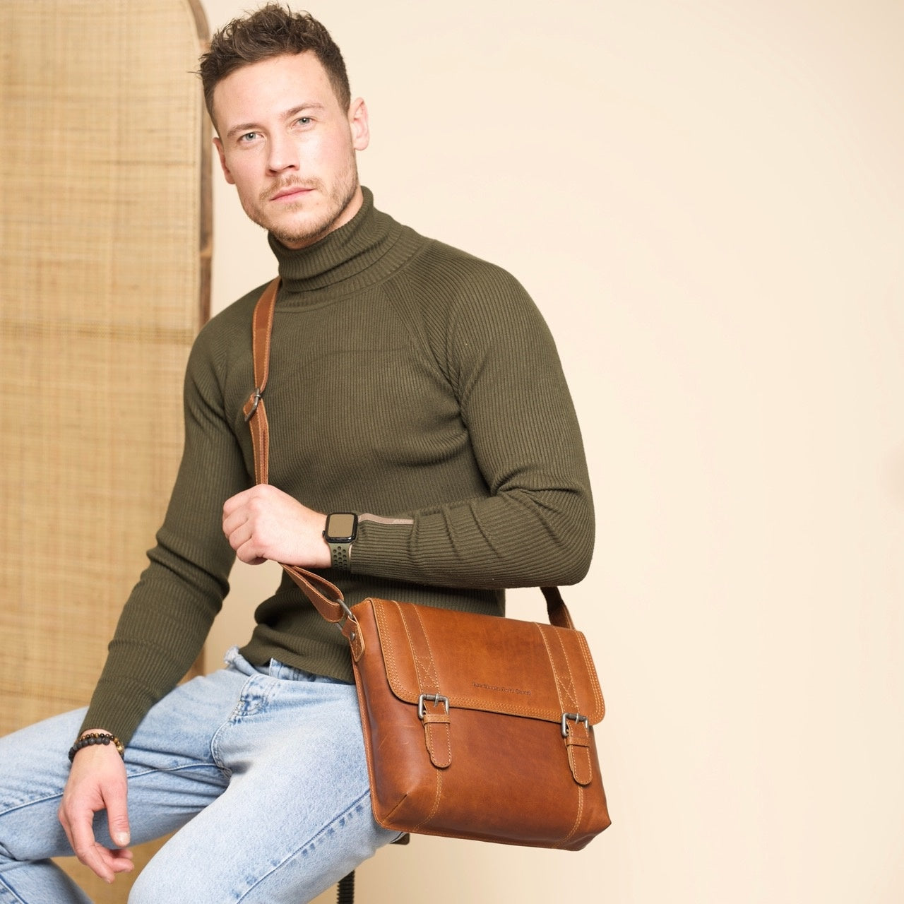 Leather Shoulder Bag Cognac Matera