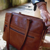 Leather Shoulder Bag Cognac Bergamo