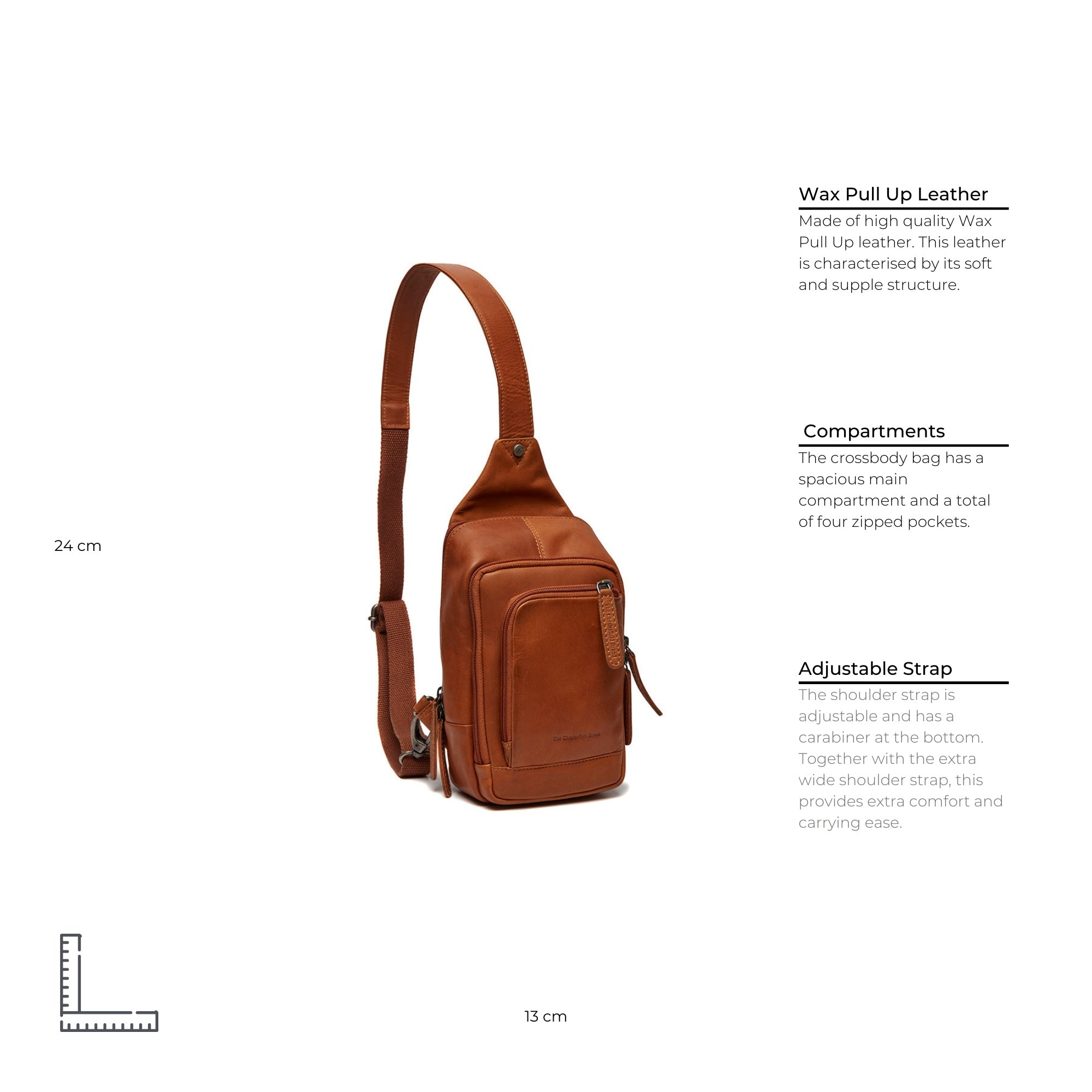 Leather Crossbody Bag Cognac Riga