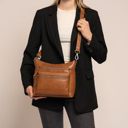 Leather Shoulder Bag Cognac Ronda