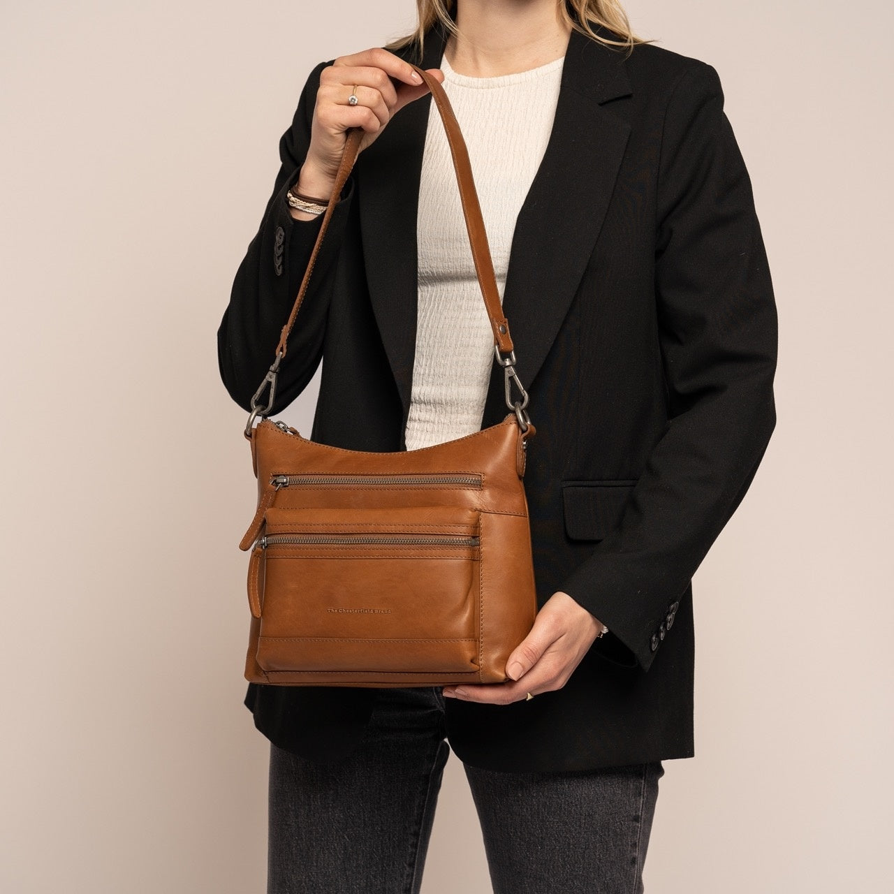 Leather Shoulder Bag Cognac Ronda