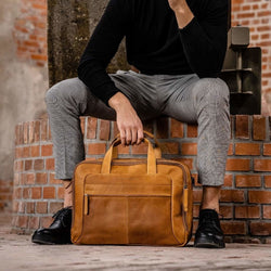 Leather Laptop Bag Cognac Ryan