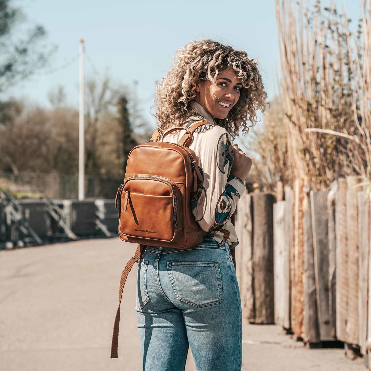 Leather Backpack Cognac Santana