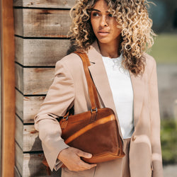 Leather Shoulder Bag Cognac Santorini