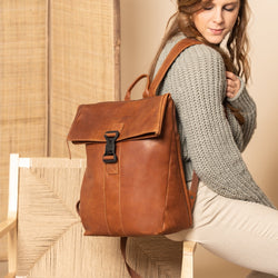 Leather Backpack Cognac Savona