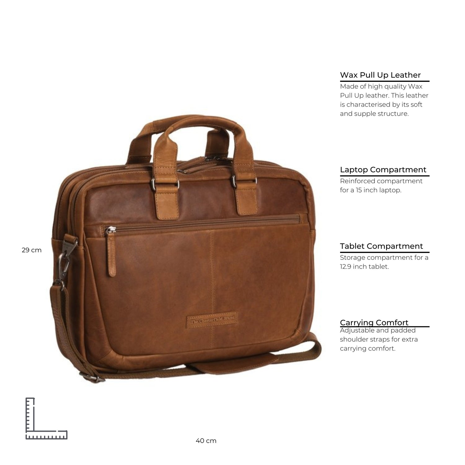 Leather Laptop Bag Cognac Seth