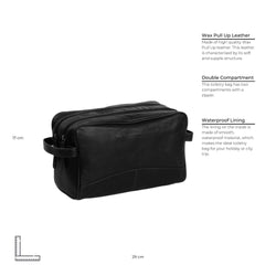 Leather Toiletry Bag Black Stefan