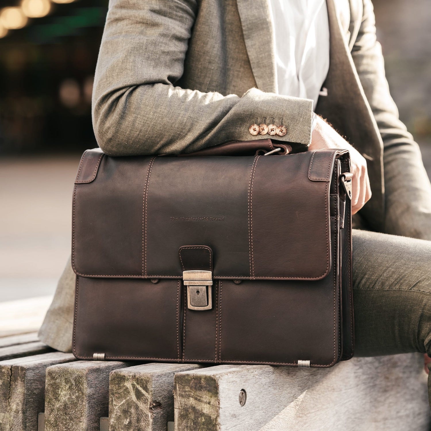 Leather Briefcase Brown Stuttgart