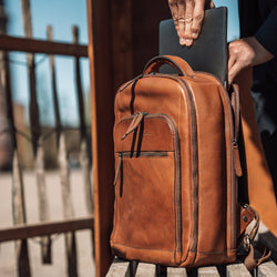 Leather Backpack Cognac Tokyo