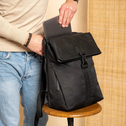 Leather Backpack Black Trondheim