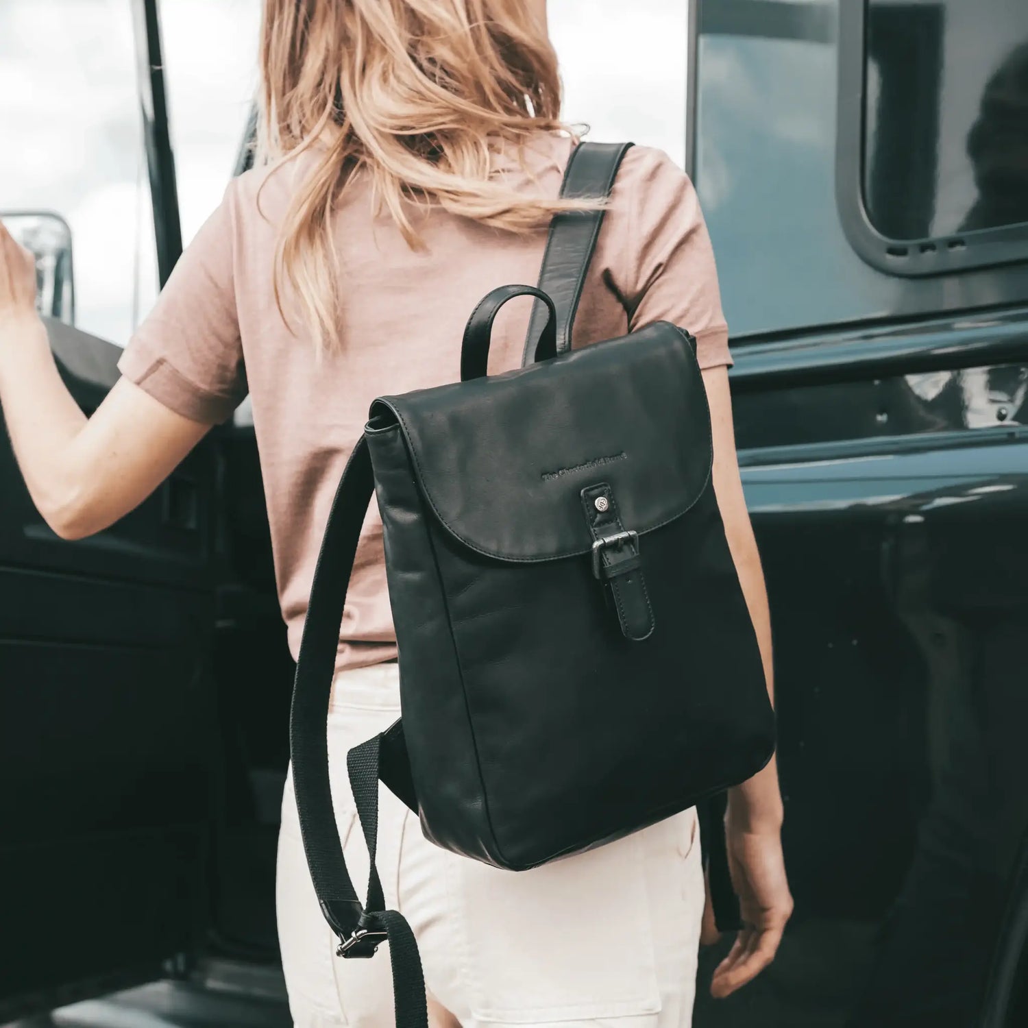 Leather Backpack Black Vermont