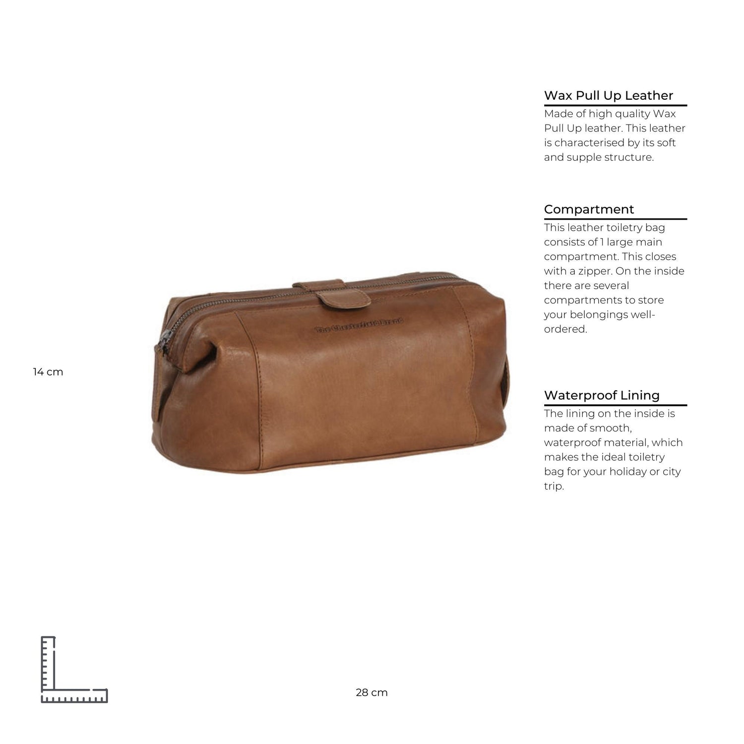 Leather Toiletry Bag Cognac Vince